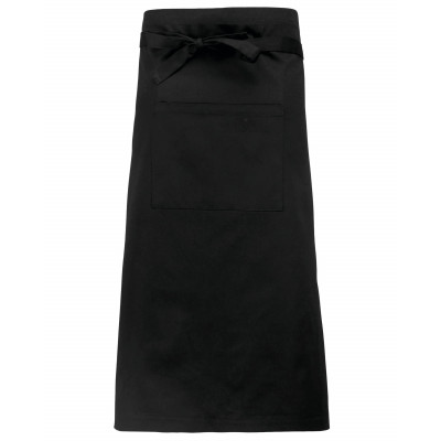 Tablier bistro long noir avec poche personnalisable