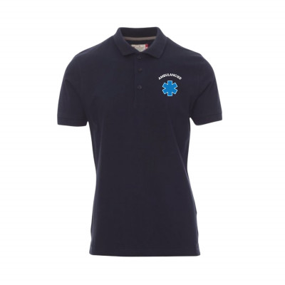 Polo ambulancier bleu marine : équipement porfesionnel