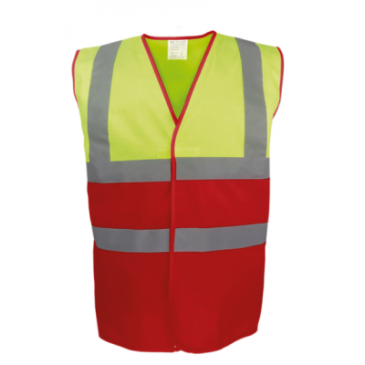 Gilet haute visibilité rouge et jaune : haute visibilité